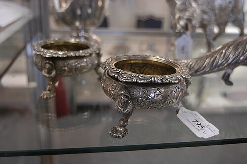 A pair of George IV Irish silver Chinoiserie salt cellars, by William Nowlan, Dublin, 1825