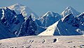 Mount Dickey (center) from Parks Highway. (Hunter left, Huntington right)