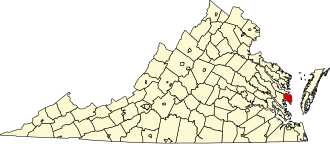 Map of Virginia highlighting Mathews County