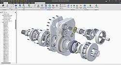 An example of an "exploded" CAD model. Explosions with callouts are a common visual communication used in technical writing.