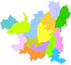Yuqing is the division at the southeastern corner of this map of Zunyi