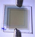 An electrochromic slide in bleached state