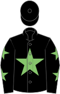 Black, light green star, black sleeves, light green stars