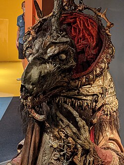 The skekZok puppet used in The Dark Crystal on display at the Museum of the Moving Image