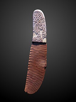 The Gebel el-Arak Knife; 3300–3200 BC; handle: elephant ivory, blade: flint; length: 25.8 cm