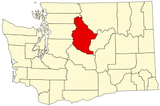 Map of Washington highlighting Chelan County