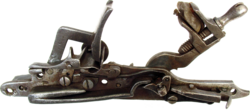 Internal view of a cocked snaphance lock