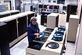 Computer room for PAVE PAWS at Cape Cod AFS, 1986. Note the four large hard disk units in the foreground.
