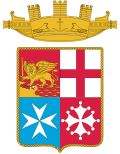 A naval crown in the coat of arms of the Italian Navy
