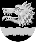 A wolf head erased in the coat of arms of Sipoo