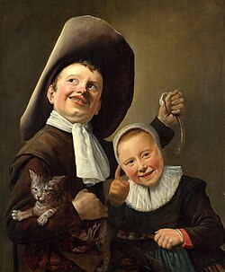 Judith Leyster, A Boy and a Girl with a Cat and an Eel; various references to proverbs or emblems have been suggested.[56]