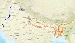 Old World river dolphin range