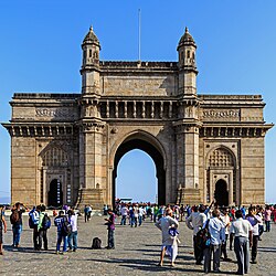 The Gateway of India is an arch-monument built in 1913–1924 in Mumbai, India, to commemorate the landing of Emperor George V, the first British monarch to the country, in December 1911.