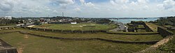 A panoramic view of a cricket stadium