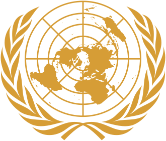 An azimuthal equidistant projection map used by the United Nations for its emblem