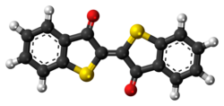 Ball-and-stick model of the thioindigo molecule