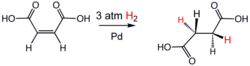 Hydrogenation of maleic acid to succinic acid.[16]