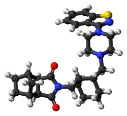 Ball-and-stick model of the lurasidone molecule