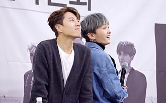 J-Walk in May 2017 From left to right: Jang Su-won and Kim Jae-duck