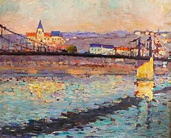 Robert Antoine Pinchon, 1904, Triel sur Seine, le pont du chemin de fer, 46 × 55 cm