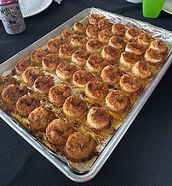 Tray of shrimp oreganata