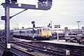 The Blue Pullman in grey and blue livery arriving at Bristol Temple Meads in 1973