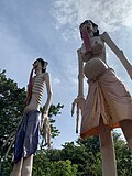 Large statues of pretas, at a hell scenery in Wat Muang, Thailand