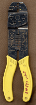 Crimping pliers, which can also strip and cut wire