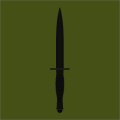 The dagger insignia of the United Kingdom Commando Force is worn on the right arm of all personnel attached to the Force