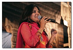 Shwetha performing on stage