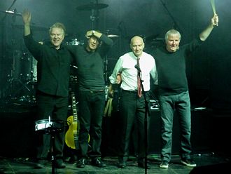 Ultravox at the end of a concert in Berlin in 2012 (L–R): Warren Cann, Chris Cross, Midge Ure, Billy Currie