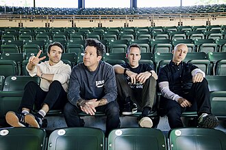 Left to right: Sébastien Lefebvre, Pierre Bouvier, Chuck Comeau, and Jeff Stinco in 2025.