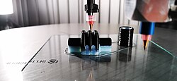 Silicone 3D print with support material