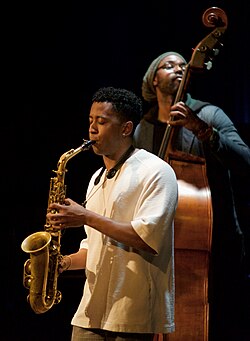 Cook performing with the Marquis Hill Blacktet in Amsterdam, 2019