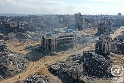 Destruction caused by the Israeli army bombing in the Sheikh Radwan district, around UNRWA health center, February 2024