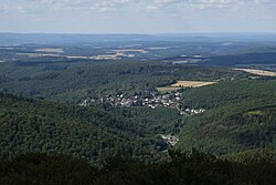 District Altweilnau as seen from the observation tower on top of Pferdskopf mountain, south of Weilrod