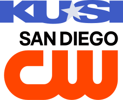 The blue letters KUSI with a silver star in the middle in a bold, stretched sans serif.