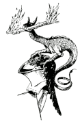 Wingless bipedal lindworm as a jousting helmet decoration
