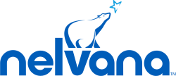 The production logo for Nelvana, depicting a polar bear, who is looking at Polaris, the North Star. Below the polar bear, the text shows the company name, in blue.