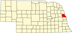 Eastern edge of state, about the middle north-south