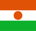 Horizontal tricolor (orange, white, green) with an orange circle in the center