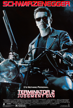 A human-like figure wearing sunglasses holds a shotgun while on a motorcycle. The tagline reads "It's nothing personal." followed by the film's title and credits and rating at the bottom.