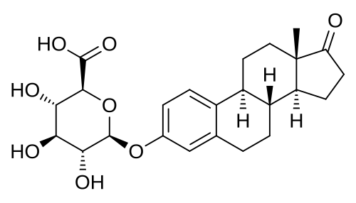 2D representation of the chemical structure of estrone glucuronide.