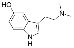2D representation of the chemical structure of bufotenin .