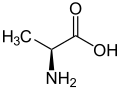 2D representation of the chemical structure of alanine.