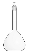 Volumetric flask—for preparing liquids with volumes of high precision. It is a flask with an approximately pear-shaped body and a long neck with a circumferential fill line.