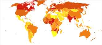 Deaths due to falls per million persons in 2012 0–15 16–21 22–33 34–44 45–55 56–69 70–88 89–106 107–129 130–314