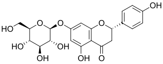 2D representation of the chemical structure of prunin.