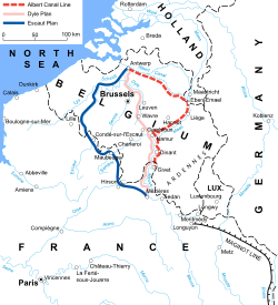 Map showing the Escaut and Dyle lines