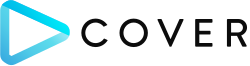 Cover Corp wordmark and blue and white play button logo